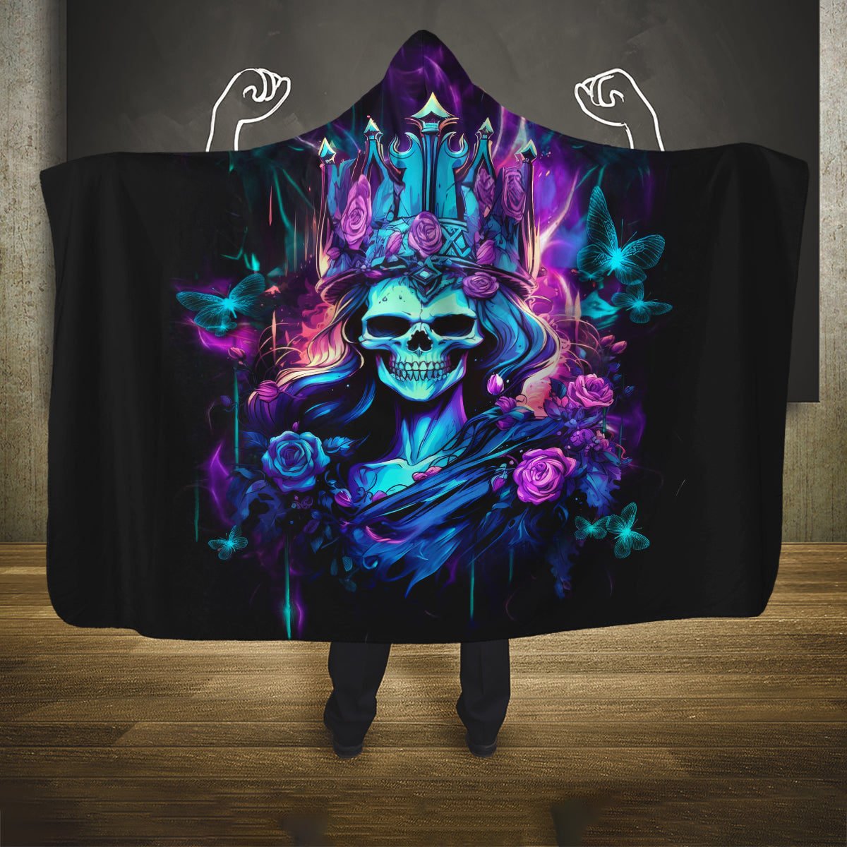 Rose Skull Hooded Blanket Bitch I'm Not A Princess I'm The Fucking Queen