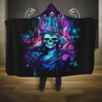 Rose Skull Hooded Blanket Bitch I'm Not A Princess I'm The Fucking Queen