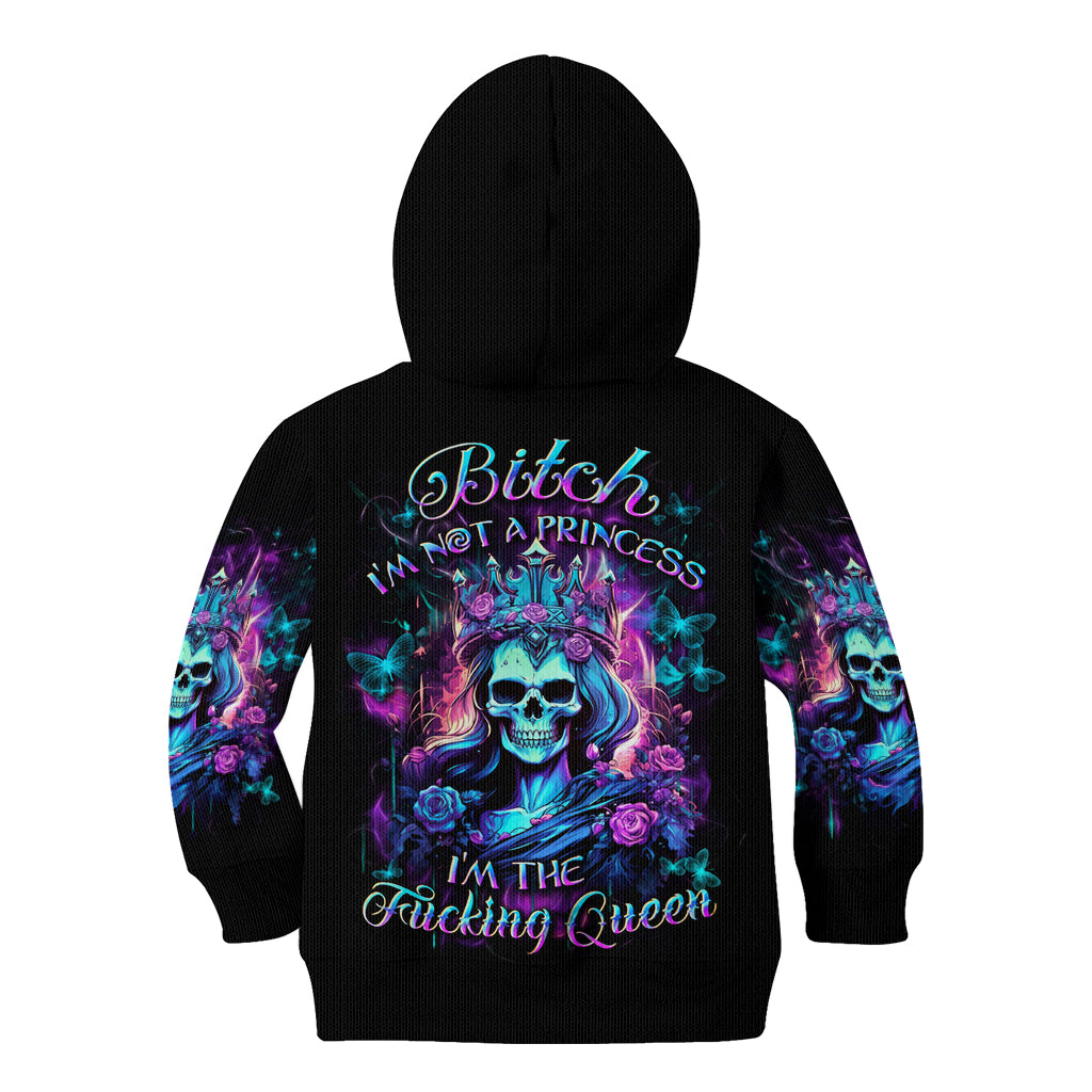Rose Skull Kid Hoodie Bitch I'm Not A Princess I'm The Fucking Queen - Wonder Print Shop