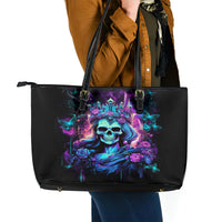 Rose Skull Leather Tote Bag Bitch I'm Not A Princess I'm The Fucking Queen - Wonder Print Shop