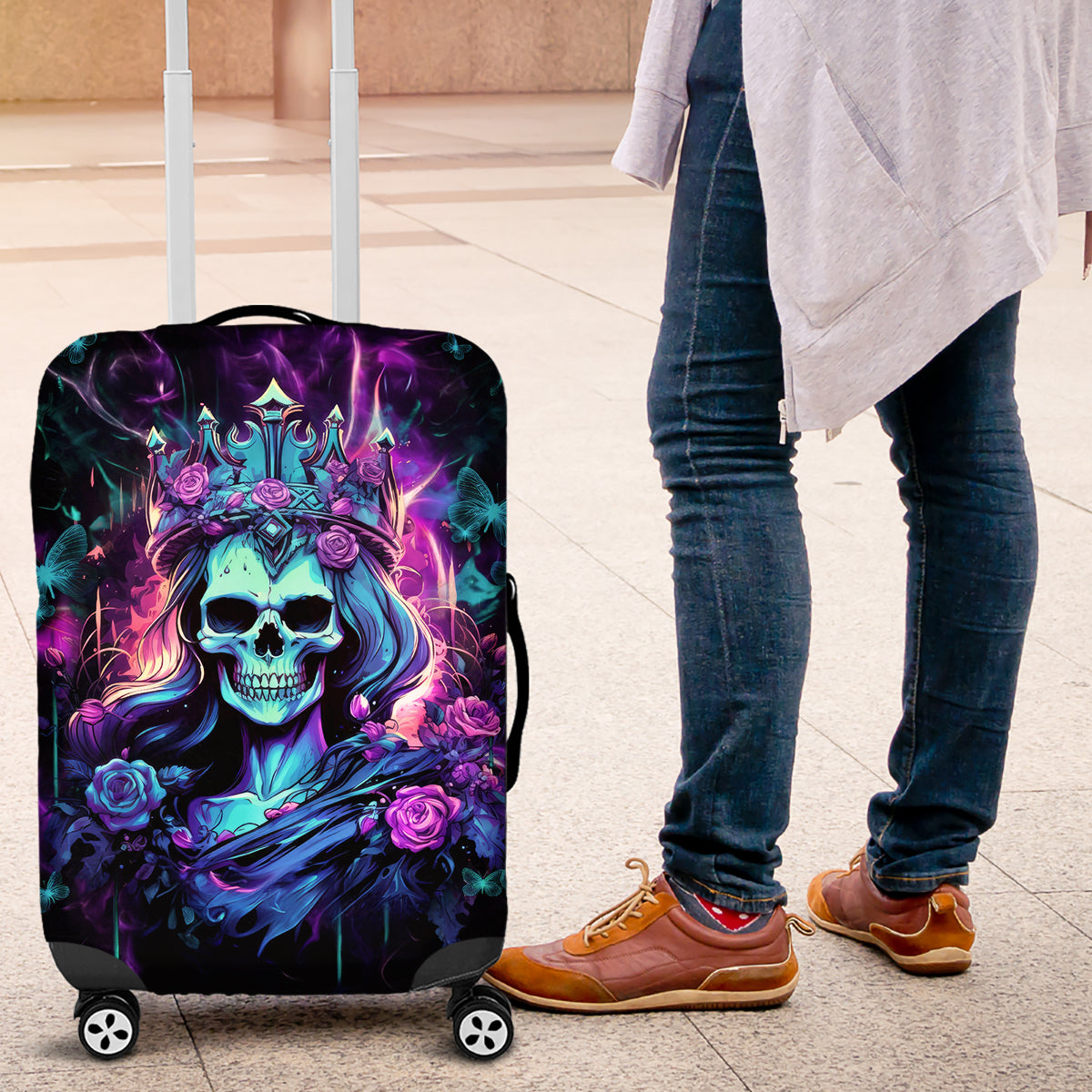 Rose Skull Luggage Cover Bitch I'm Not A Princess I'm The Fucking Queen - Wonder Print Shop