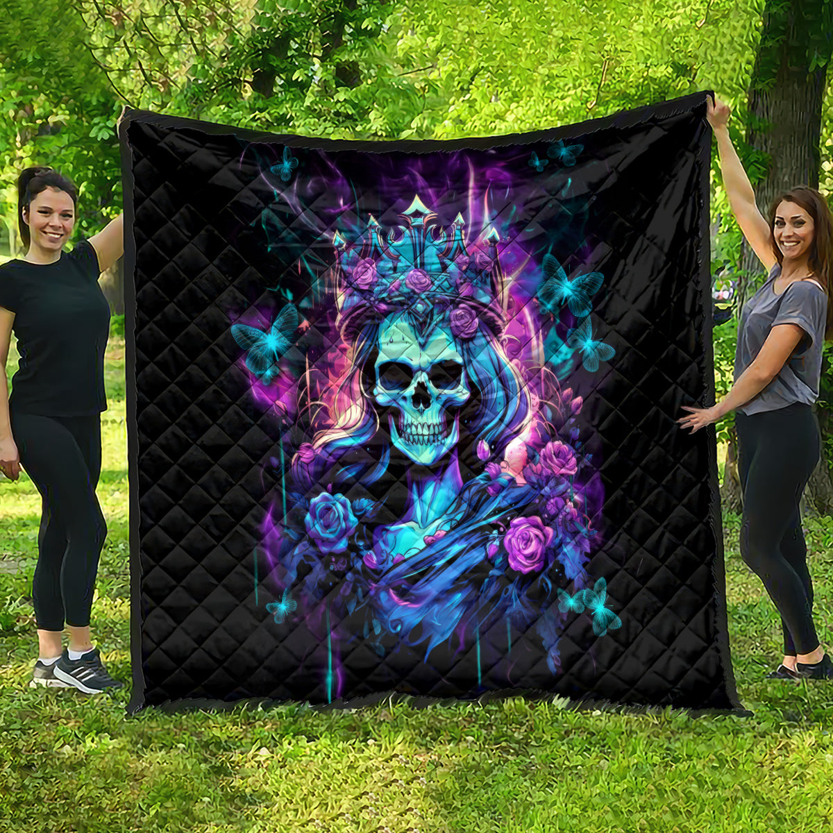 Rose Skull Quilt Bitch I'm Not A Princess I'm The Fucking Queen - Wonder Print Shop