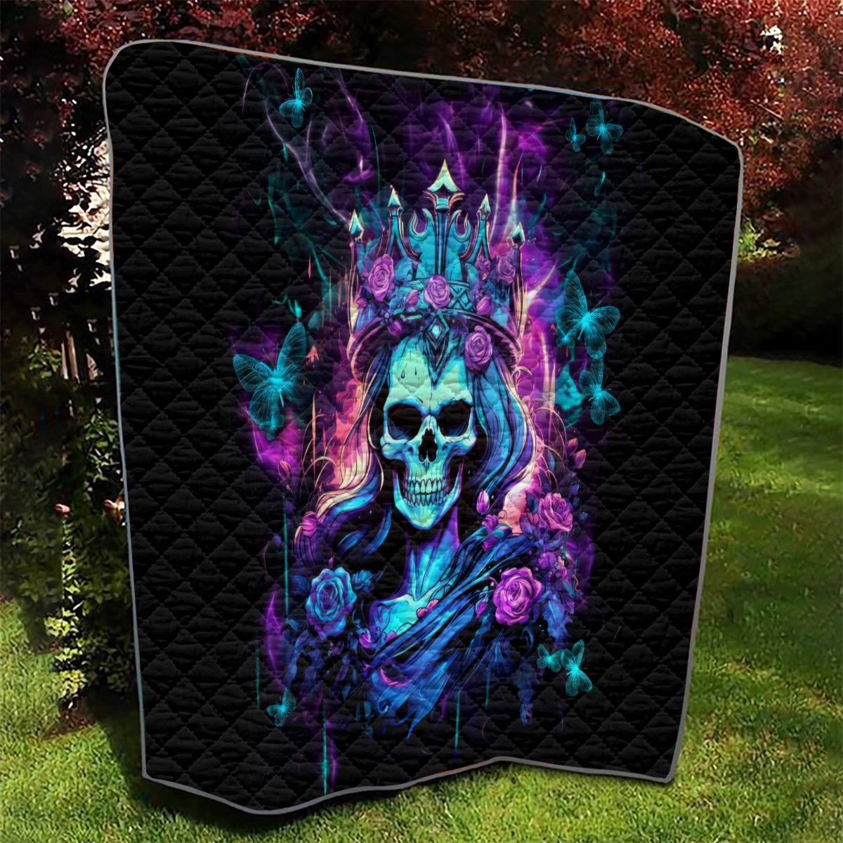 Rose Skull Quilt Bitch I'm Not A Princess I'm The Fucking Queen - Wonder Print Shop