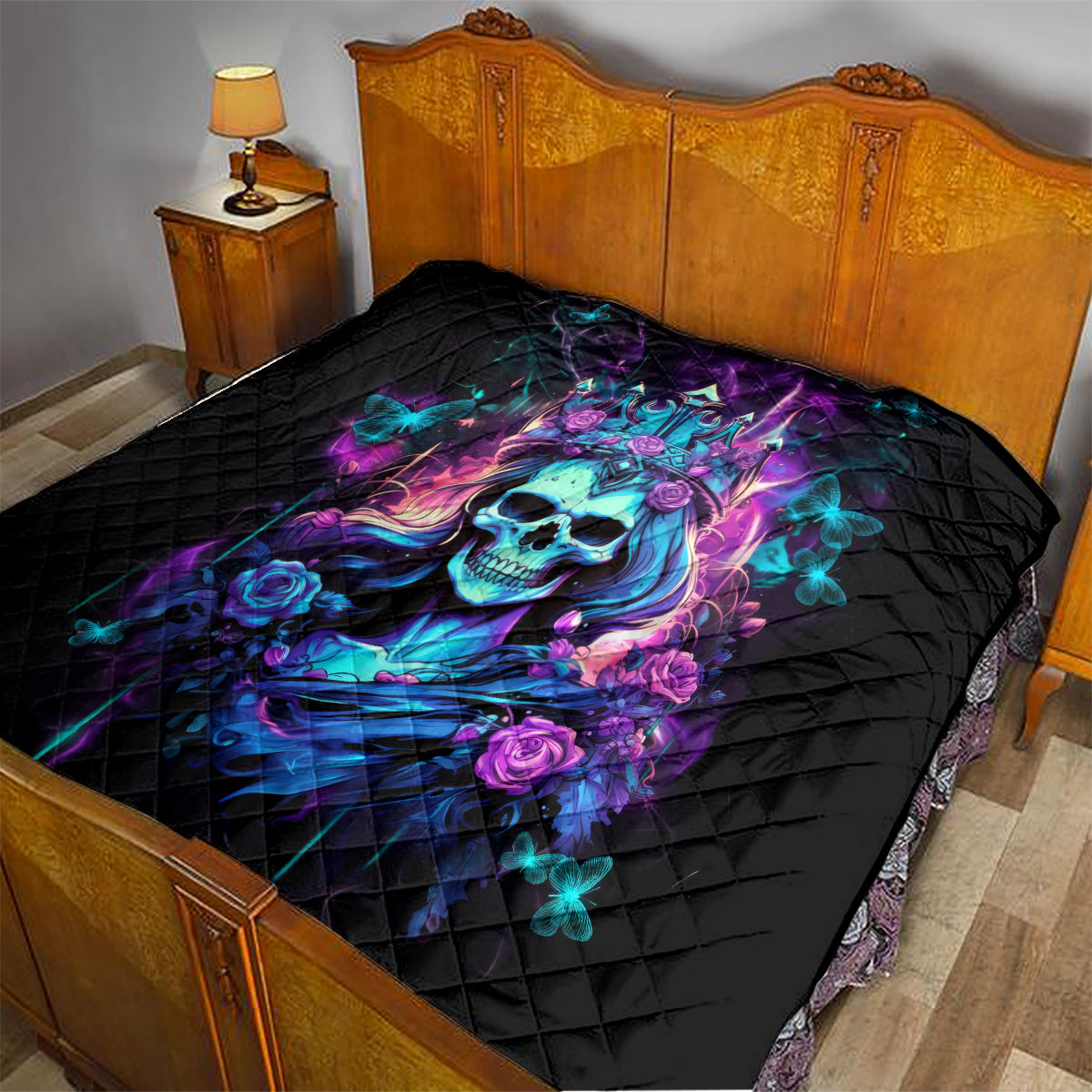 Rose Skull Quilt Bitch I'm Not A Princess I'm The Fucking Queen - Wonder Print Shop