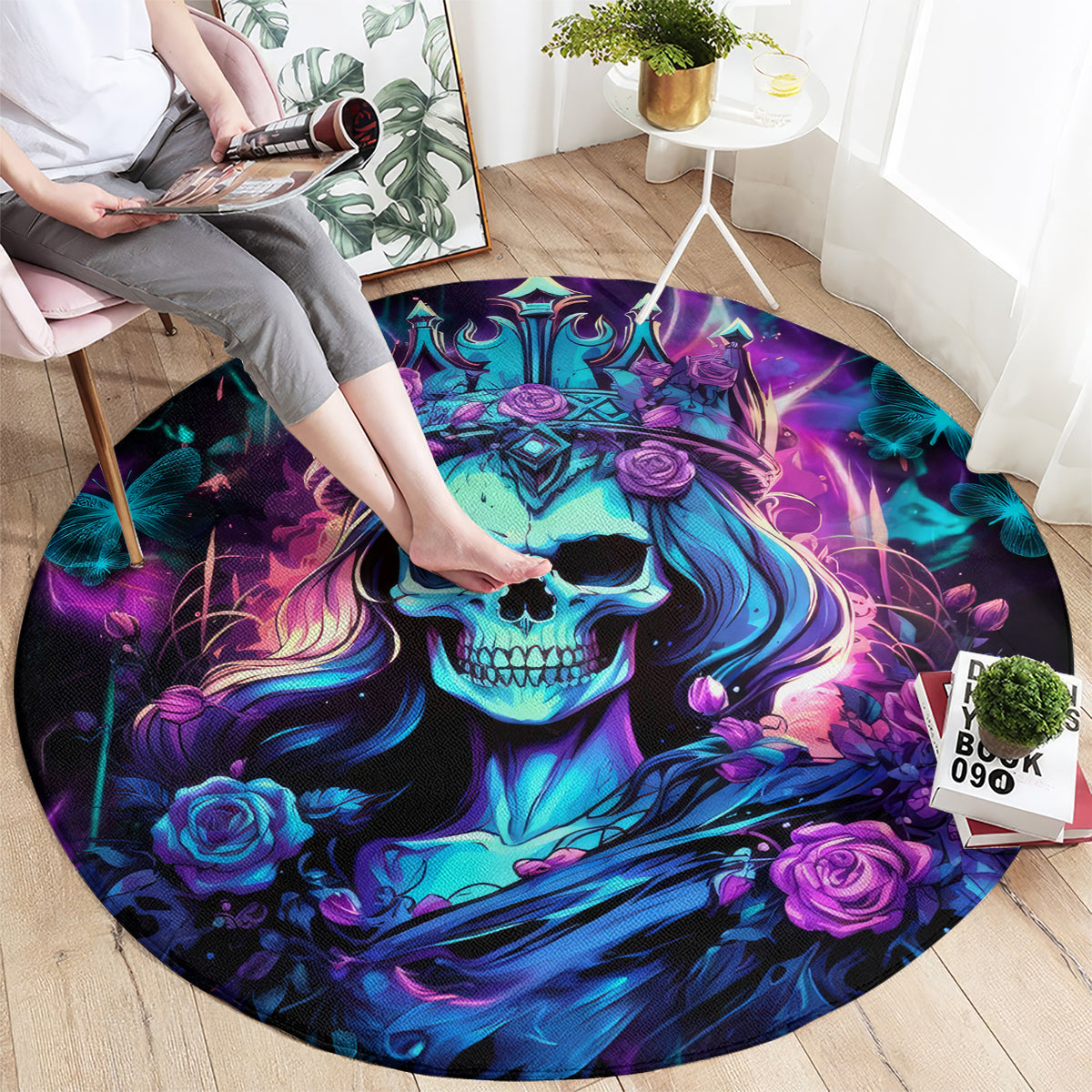 Rose Skull Round Carpet Bitch I'm Not A Princess I'm The Fucking Queen