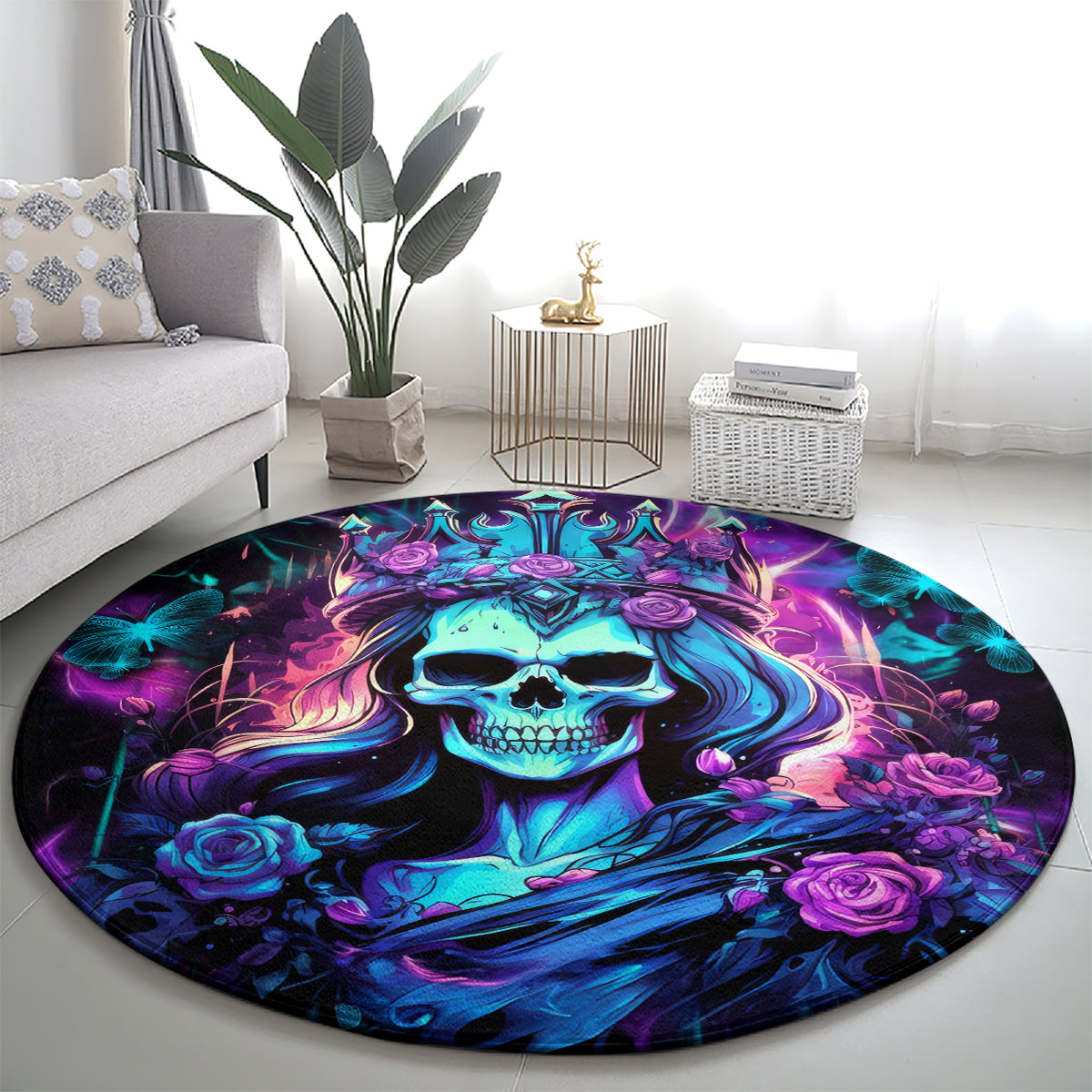Rose Skull Round Carpet Bitch I'm Not A Princess I'm The Fucking Queen