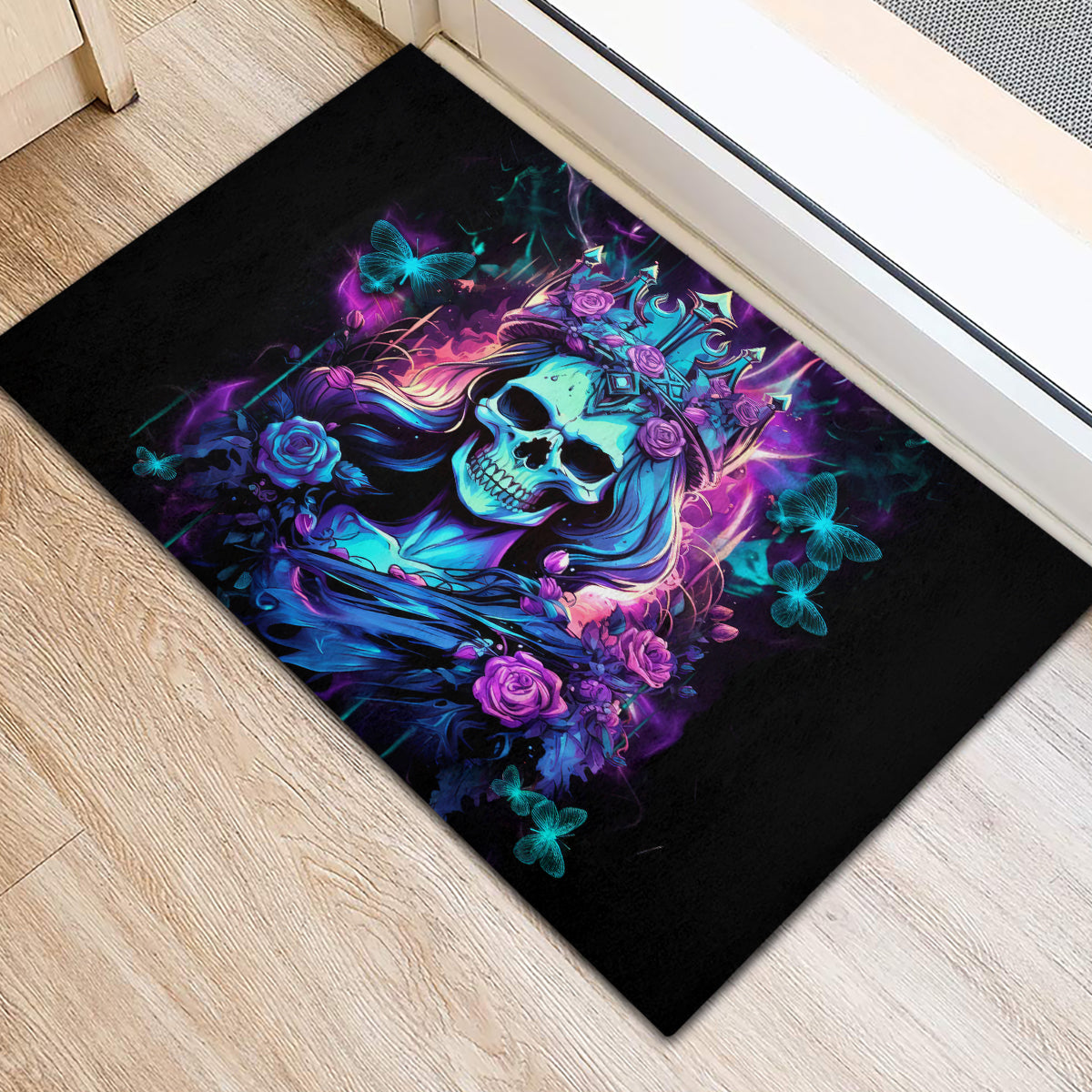 Rose Skull Rubber Doormat Bitch I'm Not A Princess I'm The Fucking Queen - Wonder Print Shop