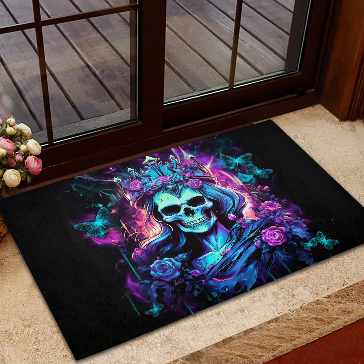 Rose Skull Rubber Doormat Bitch I'm Not A Princess I'm The Fucking Queen - Wonder Print Shop