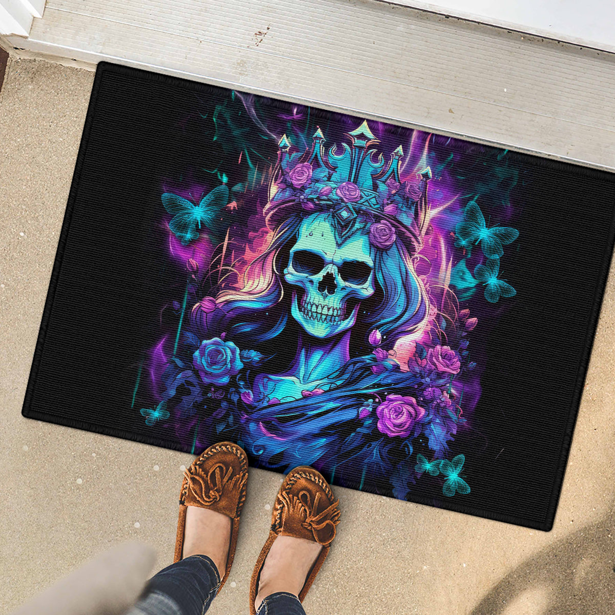 Rose Skull Rubber Doormat Bitch I'm Not A Princess I'm The Fucking Queen - Wonder Print Shop