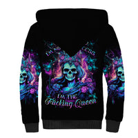 Rose Skull Sherpa Hoodie Bitch I'm Not A Princess I'm The Fucking Queen - Wonder Print Shop