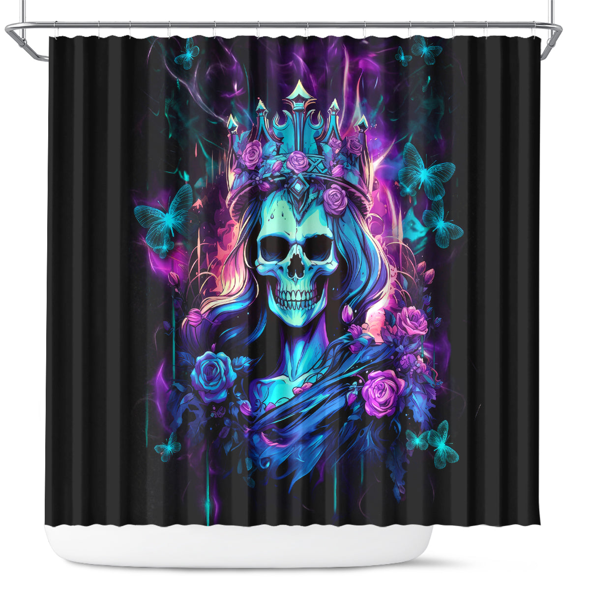 Rose Skull Shower Curtain Bitch I'm Not A Princess I'm The Fucking Queen