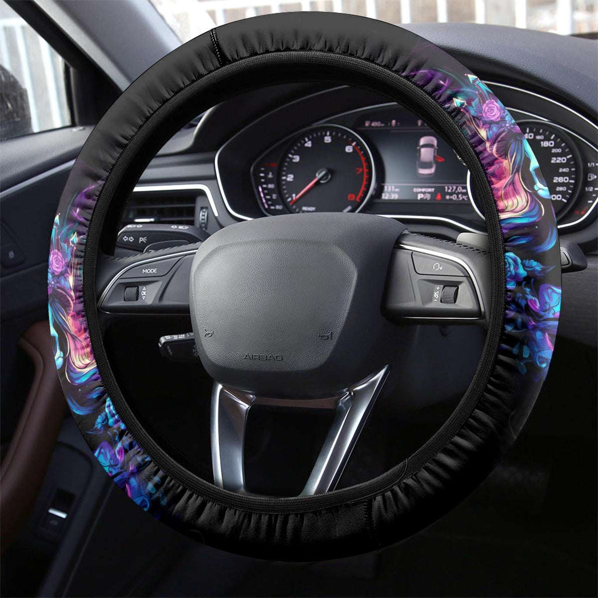 Rose Skull Steering Wheel Cover Bitch I'm Not A Princess I'm The Fucking Queen - Wonder Print Shop