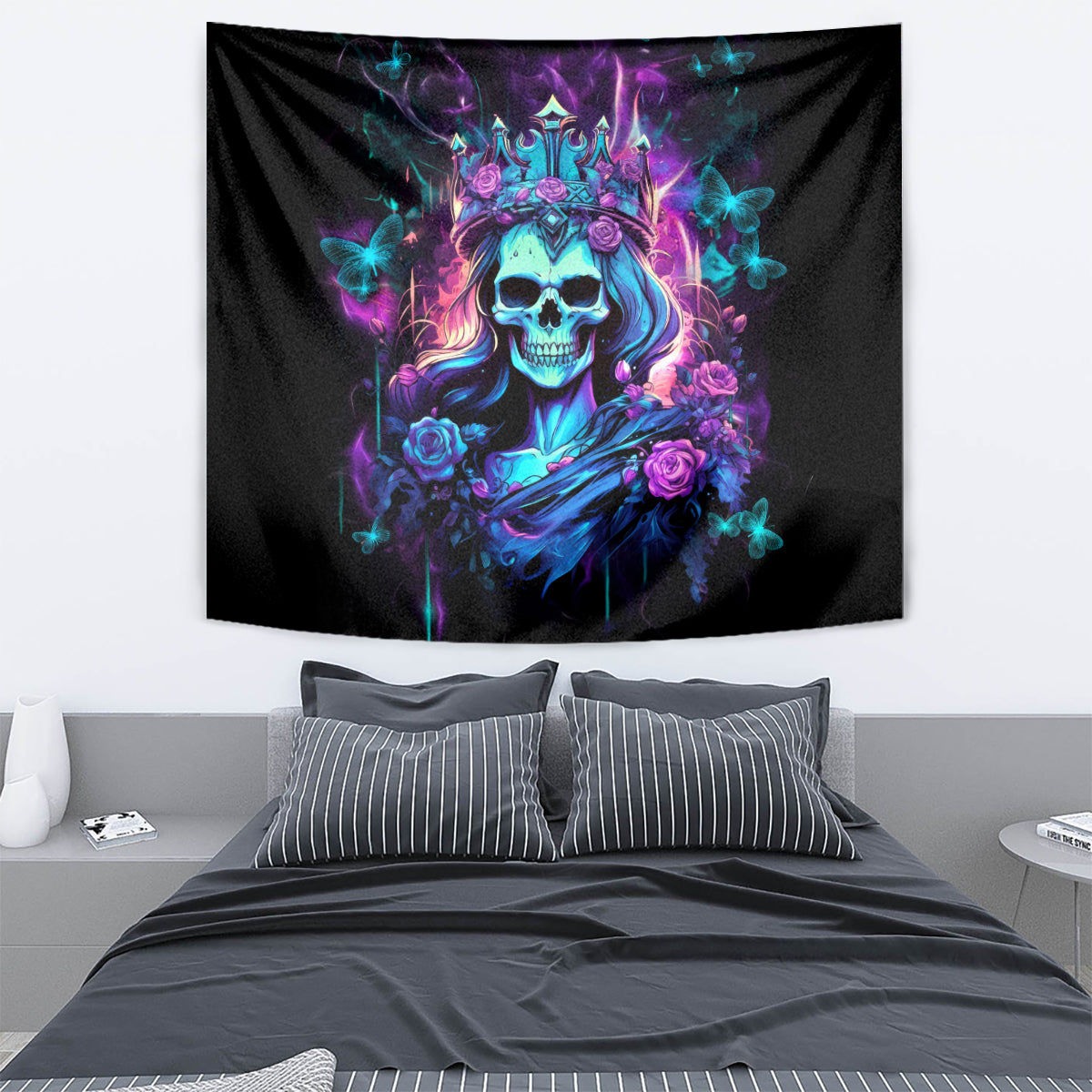 Rose Skull Tapestry Bitch I'm Not A Princess I'm The Fucking Queen - Wonder Print Shop