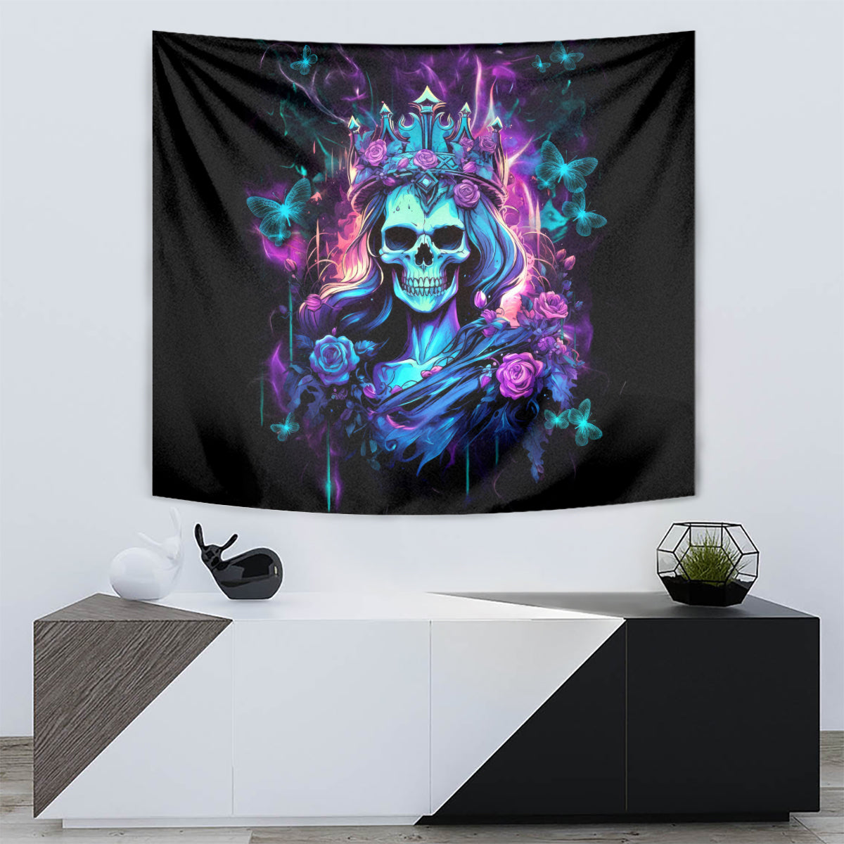 Rose Skull Tapestry Bitch I'm Not A Princess I'm The Fucking Queen - Wonder Print Shop