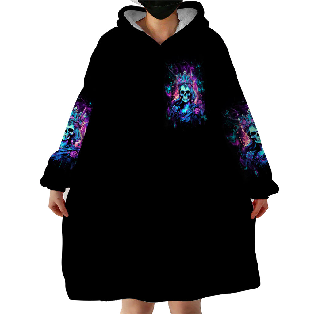 Rose Skull Wearable Blanket Hoodie Bitch I'm Not A Princess I'm The Fucking Queen - Wonder Print Shop