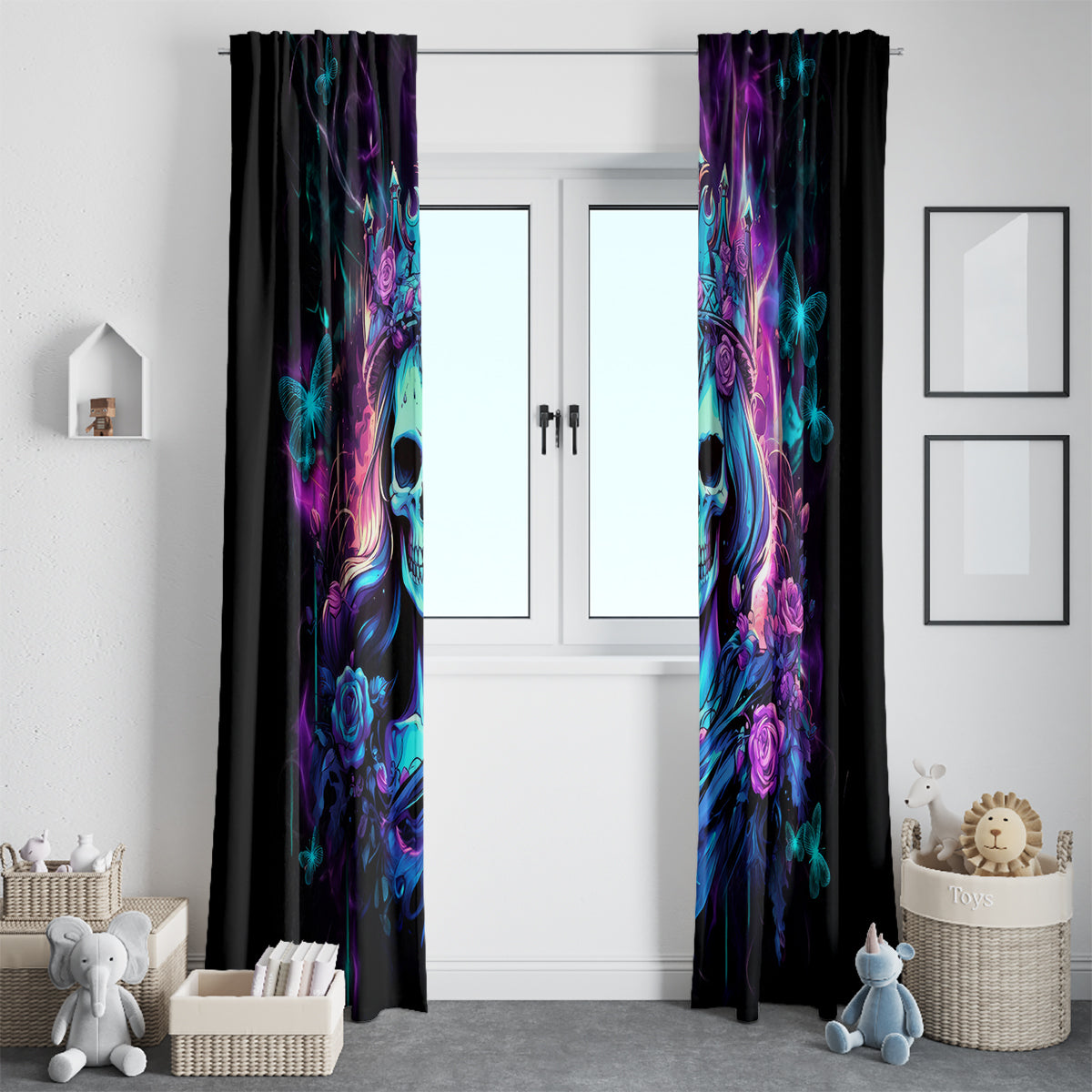 Rose Skull Window Curtain Bitch I'm Not A Princess I'm The Fucking Queen - Wonder Print Shop