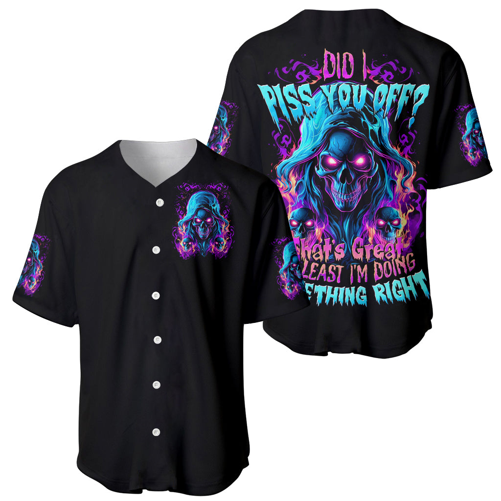 Flame Skull Baseball Jersey Did I Piss You Off That Great At Least I'm Doing Something Right - Wonder Print Shop