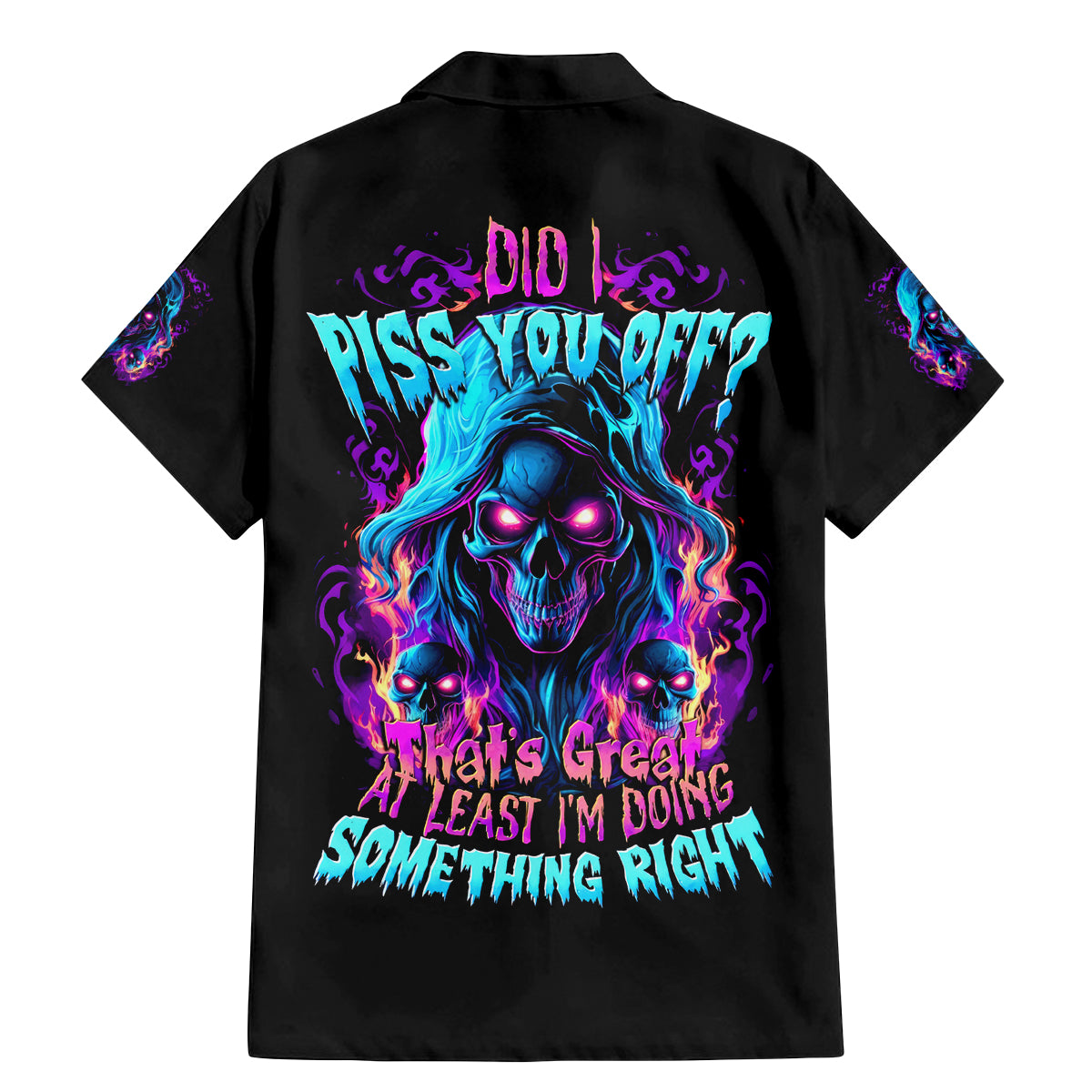 Flame Skull Family Matching Mermaid Dress and Hawaiian Shirt Did I Piss You Off That Great At Least I'm Doing Something Right - Wonder Print Shop