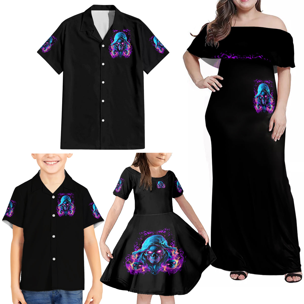 Flame Skull Family Matching Off Shoulder Maxi Dress and Hawaiian Shirt Did I Piss You Off That Great At Least I'm Doing Something Right - Wonder Print Shop