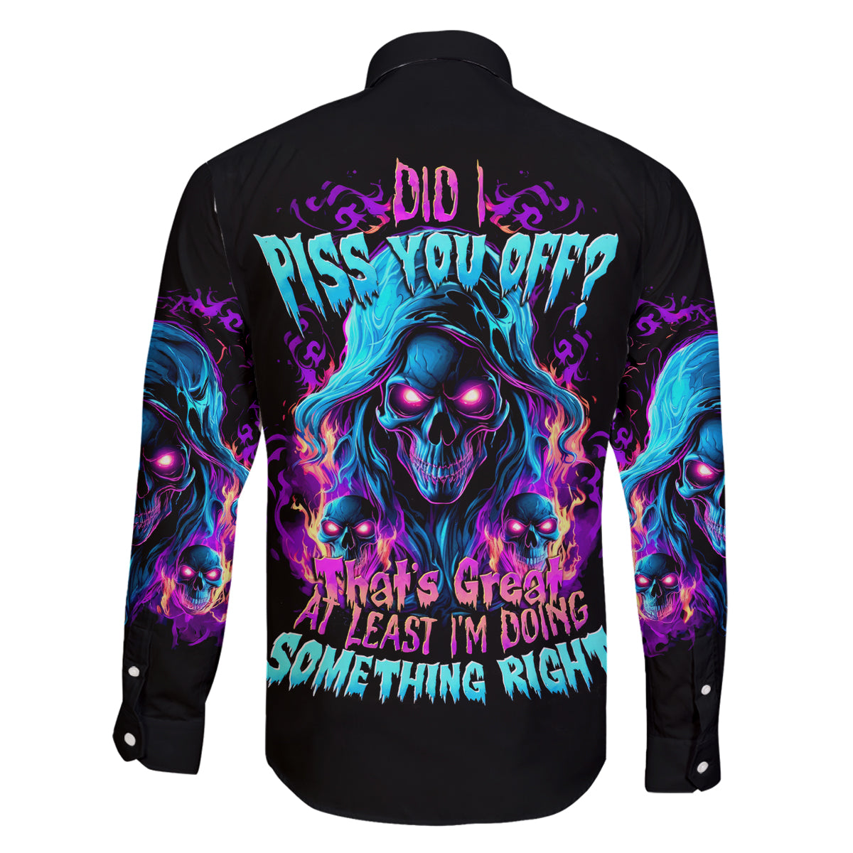 Flame Skull Family Matching Summer Maxi Dress and Hawaiian Shirt Did I Piss You Off That Great At Least I'm Doing Something Right - Wonder Print Shop