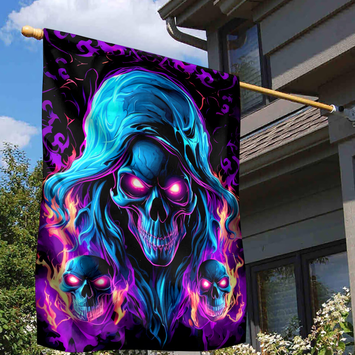 Flame Skull Garden Flag Did I Piss You Off That Great At Least I'm Doing Something Right - Wonder Print Shop