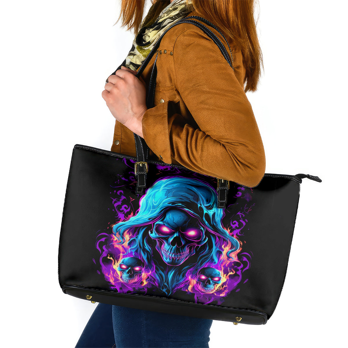 Flame Skull Leather Tote Bag Did I Piss You Off That Great At Least I'm Doing Something Right - Wonder Print Shop