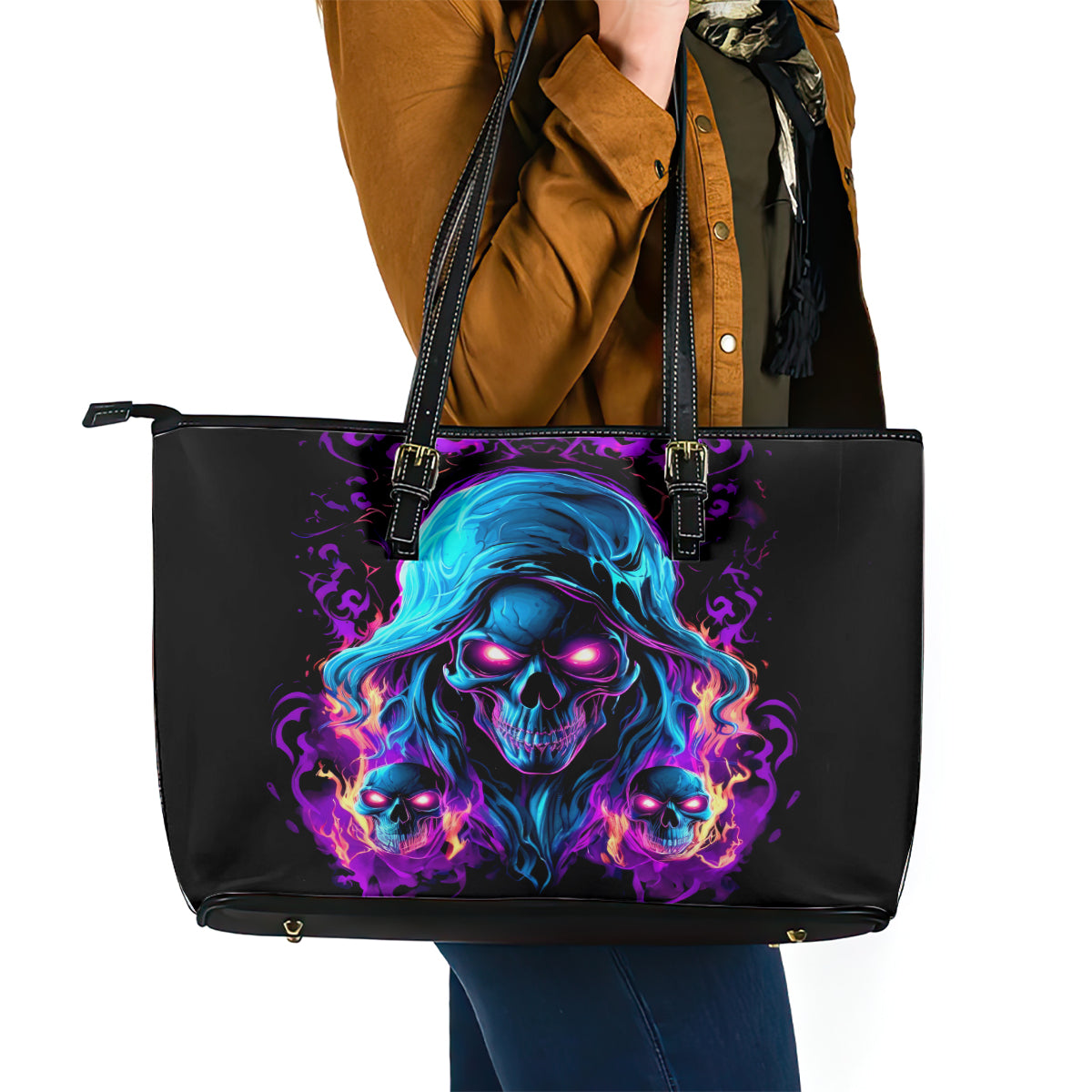 Flame Skull Leather Tote Bag Did I Piss You Off That Great At Least I'm Doing Something Right - Wonder Print Shop