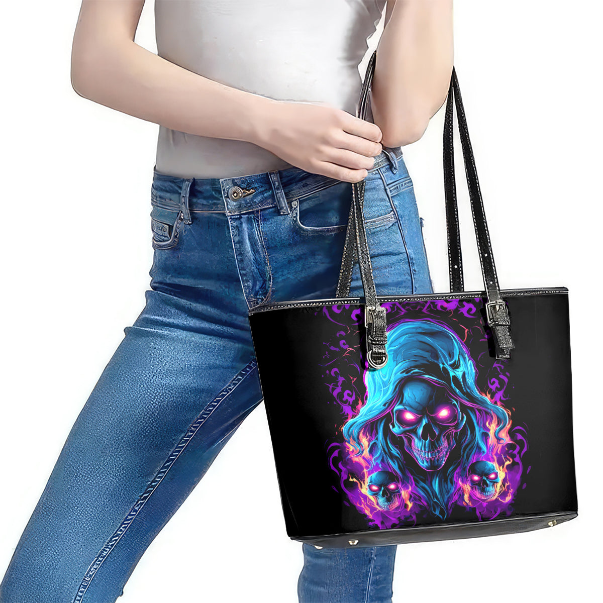 Flame Skull Leather Tote Bag Did I Piss You Off That Great At Least I'm Doing Something Right - Wonder Print Shop