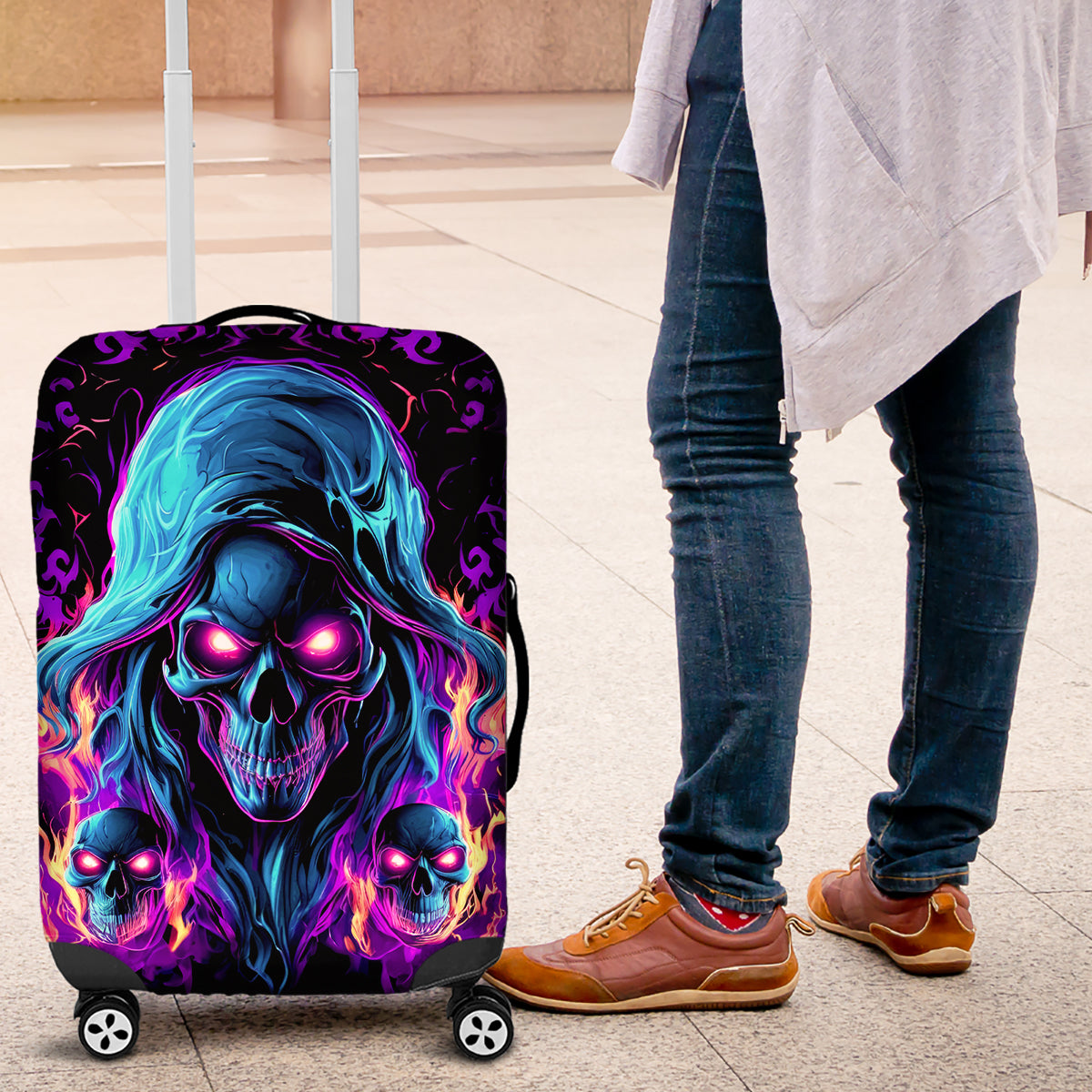 Flame Skull Luggage Cover Did I Piss You Off That Great At Least I'm Doing Something Right - Wonder Print Shop