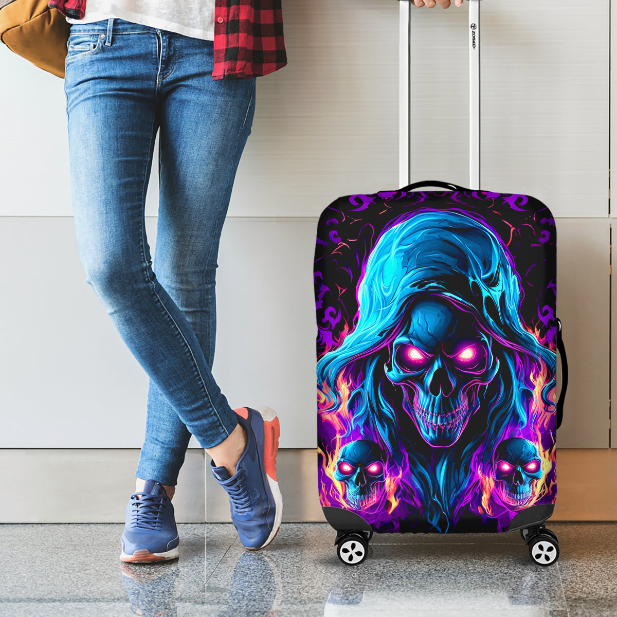 Flame Skull Luggage Cover Did I Piss You Off That Great At Least I'm Doing Something Right - Wonder Print Shop