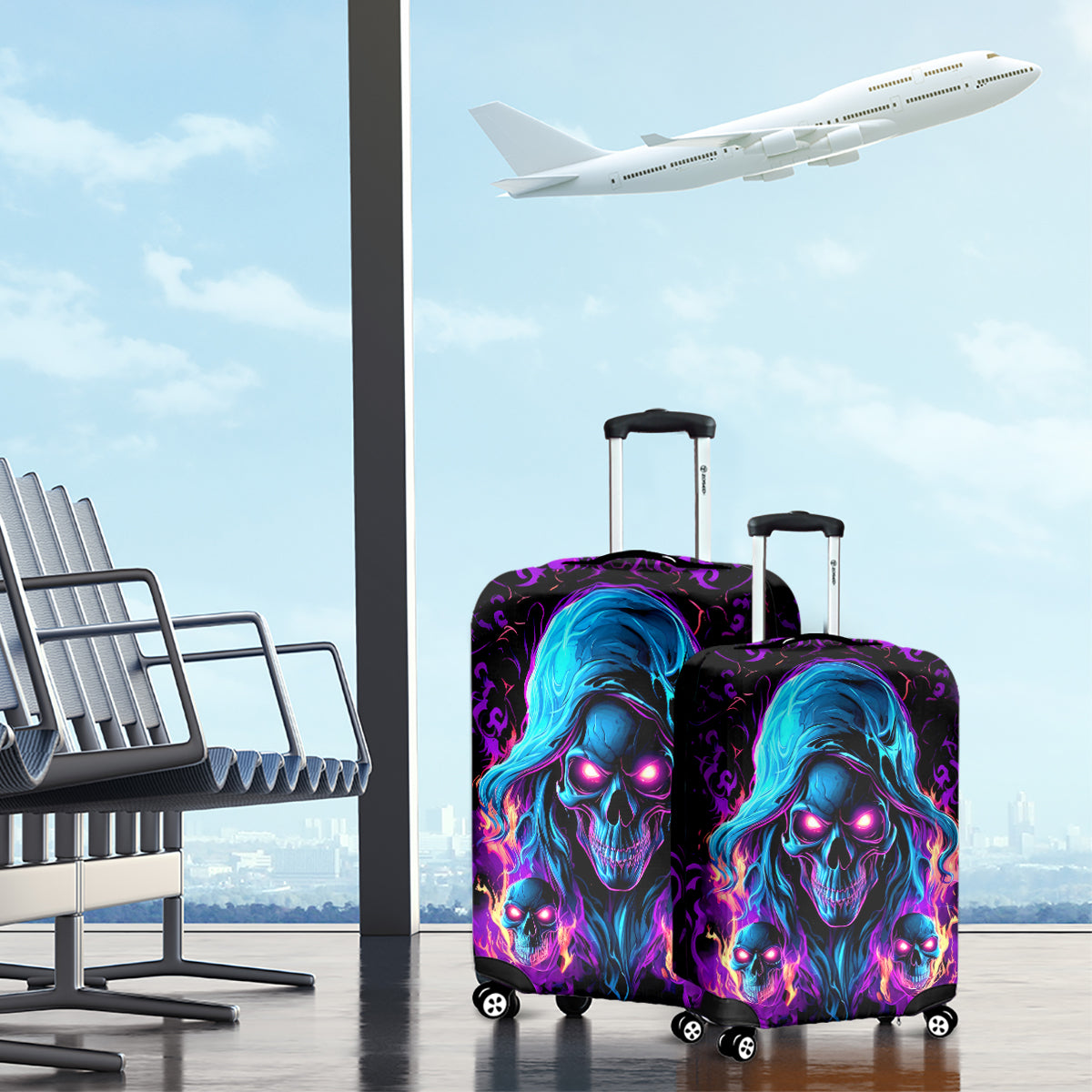 Flame Skull Luggage Cover Did I Piss You Off That Great At Least I'm Doing Something Right - Wonder Print Shop