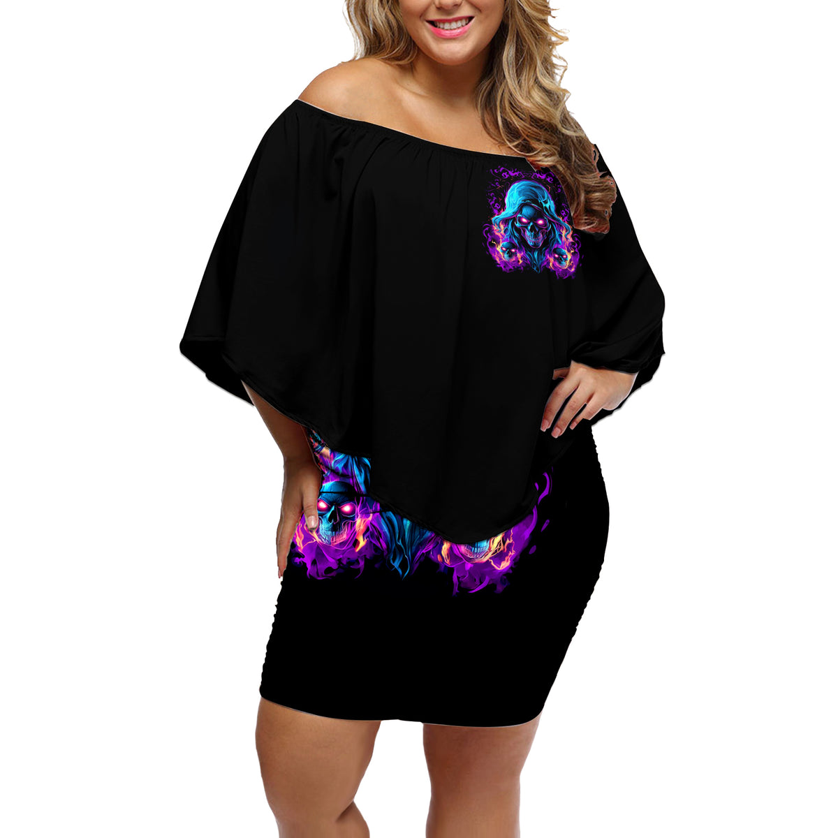 Flame Skull Off Shoulder Short Dress Did I Piss You Off That Great At Least I'm Doing Something Right - Wonder Print Shop