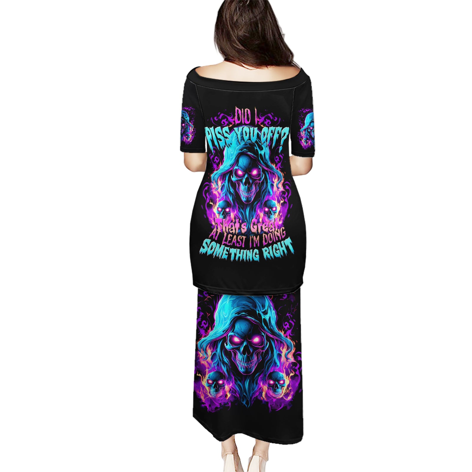 Flame Skull Puletasi Did I Piss You Off That Great At Least I'm Doing Something Right - Wonder Print Shop