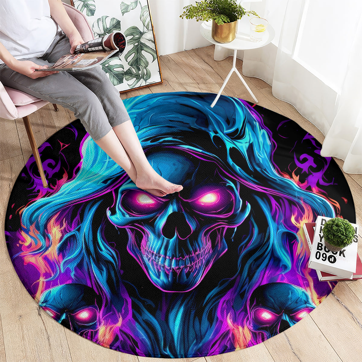 Flame Skull Round Carpet Did I Piss You Off That Great At Least I'm Doing Something Right