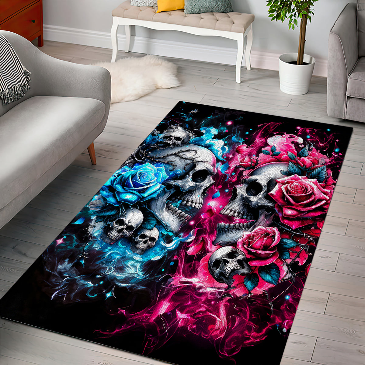 Couple Skull Area Rug Don't Try To Figure Me Out I'm Special - Wonder Print Shop
