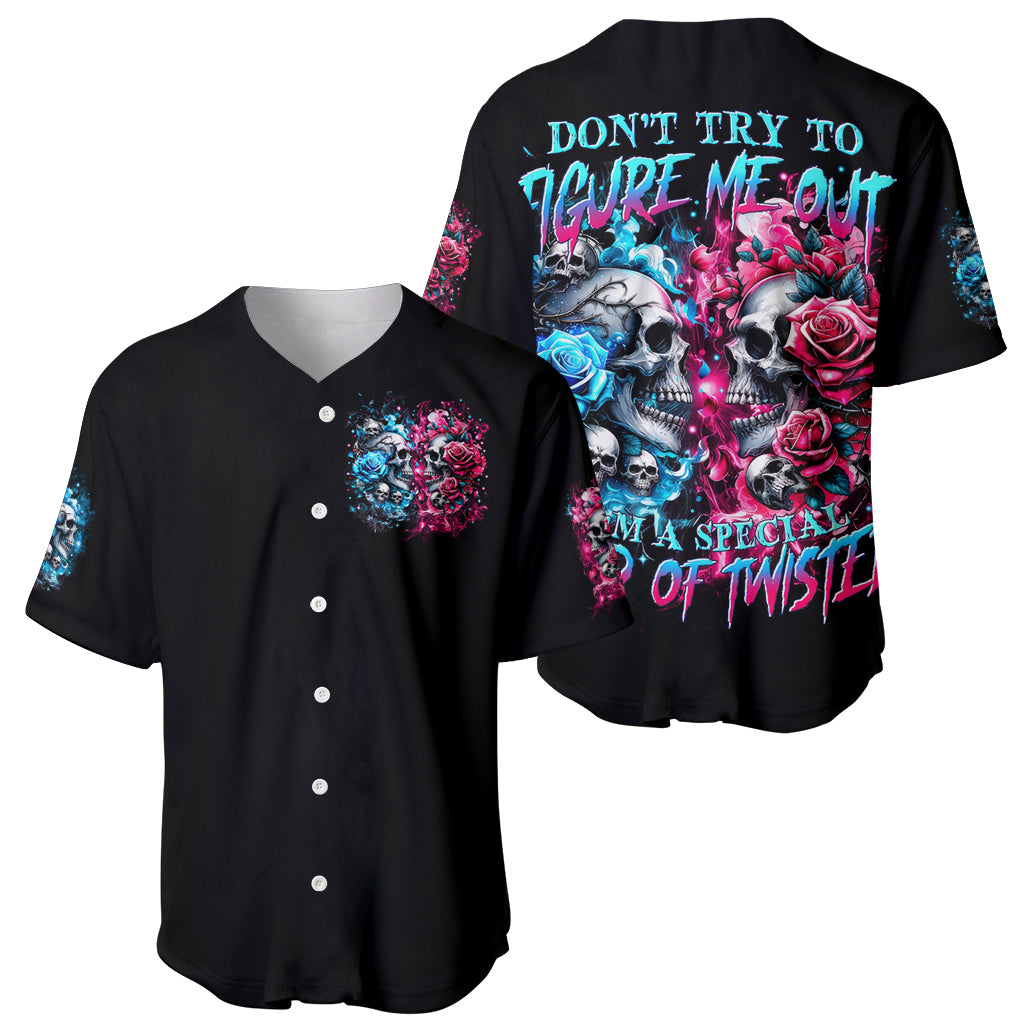Couple Skull Baseball Jersey Don't Try To Figure Me Out I'm Special - Wonder Print Shop