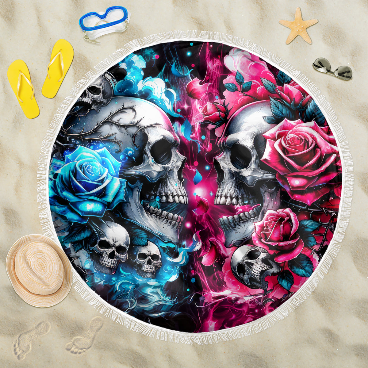 Couple Skull Beach Blanket Don't Try To Figure Me Out I'm Special - Wonder Print Shop
