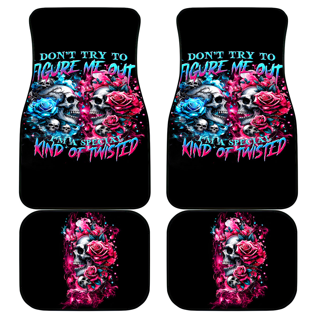 Couple Skull Car Mats Don't Try To Figure Me Out I'm Special - Wonder Print Shop