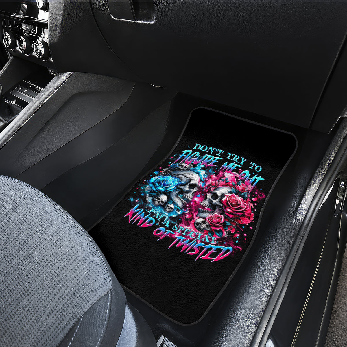 Couple Skull Car Mats Don't Try To Figure Me Out I'm Special - Wonder Print Shop