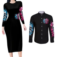 Couple Skull Couples Matching Long Sleeve Bodycon Dress and Long Sleeve Button Shirt Don't Try To Figure Me Out I'm Special - Wonder Print Shop