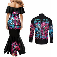 Couple Skull Couples Matching Mermaid Dress and Long Sleeve Button Shirt Don't Try To Figure Me Out I'm Special