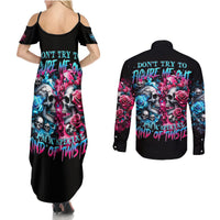 Couple Skull Couples Matching Summer Maxi Dress and Long Sleeve Button Shirt Don't Try To Figure Me Out I'm Special - Wonder Print Shop