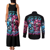 Couple Skull Couples Matching Tank Maxi Dress and Long Sleeve Button Shirt Don't Try To Figure Me Out I'm Special - Wonder Print Shop
