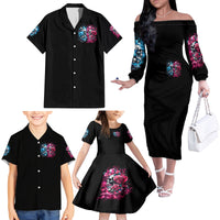 Couple Skull Family Matching Off Shoulder Long Sleeve Dress and Hawaiian Shirt Don't Try To Figure Me Out I'm Special - Wonder Print Shop