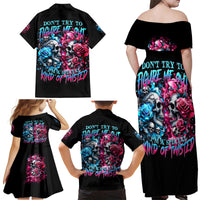 Couple Skull Family Matching Off Shoulder Maxi Dress and Hawaiian Shirt Don't Try To Figure Me Out I'm Special - Wonder Print Shop