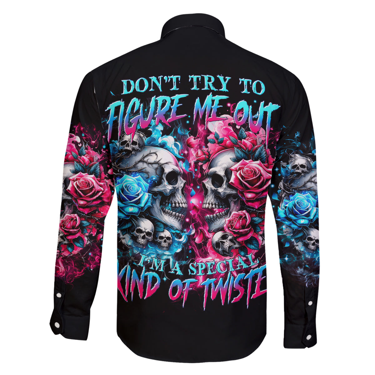 Couple Skull Family Matching Off Shoulder Maxi Dress and Hawaiian Shirt Don't Try To Figure Me Out I'm Special - Wonder Print Shop