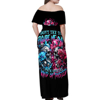 Couple Skull Family Matching Off Shoulder Maxi Dress and Hawaiian Shirt Don't Try To Figure Me Out I'm Special - Wonder Print Shop