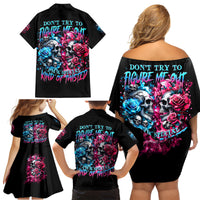Couple Skull Family Matching Off Shoulder Short Dress and Hawaiian Shirt Don't Try To Figure Me Out I'm Special - Wonder Print Shop