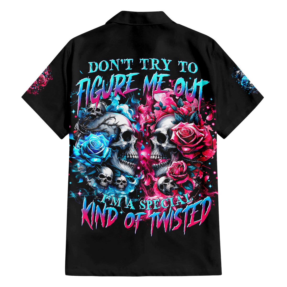 Couple Skull Family Matching Off Shoulder Short Dress and Hawaiian Shirt Don't Try To Figure Me Out I'm Special - Wonder Print Shop