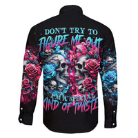 Couple Skull Family Matching Short Sleeve Bodycon Dress and Hawaiian Shirt Don't Try To Figure Me Out I'm Special - Wonder Print Shop